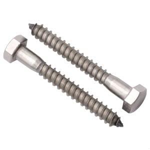 (6 PCS) 3/8 x 5 Stainless Steel Hex Lag Screws Bolts, 304 Stainless Steel Hexagon Head Lag Wood Screws, Partial Thread, by RoyceMart