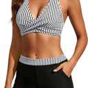 Bikini with Shorts for Women - Halter Two Piece Swimsuits High Waisted Bathing Suits with Pocket 2026 Boyshorts Swimwear (Black, L)