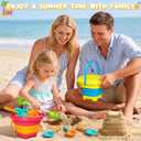 Shemira Collapsible Beach Sand Toys for Kids Toddlers, Collapsible Sand Bucket and Sifter Shovels Set with Mesh Bag, Travel Beach Sandbox Toys for Boys Girls 3 4 5 6 7 8 9 10, Beach Essentials