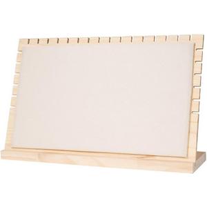 15.5"x8.8" Horizontal Necklace Jewelry Display Stand with Flannelette Soft Mat Wood Necklace Pendant Chain Jewelry Tabletop Display Storage Holder for Vendors Exhibitor Craft Shows (Extra Large, Beige)