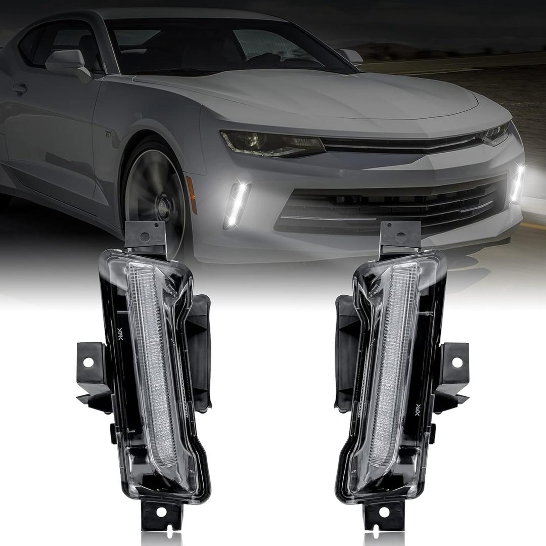 Daytime Running Lights for Chevy Camaro, DRL Driving Fog Light Bumper Light for 2016 Chevrolet Camaro LT / 2017-2018 Camaro LS RS LT ZL1 / 2019-2022 Camaro ZL1 Accessories (NO Turn Signal)