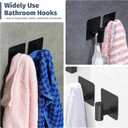 Rise age Adhesive Towel Hooks, Heavy Duty Stick on Towel Hooks for Bathrooms Wall Waterproof Adhesive Shower Hooks for Hanging Loofah, Clothes, Robes(Matte Black 4 Pcs)