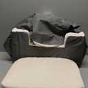 K&H Pet Products Bucket Booster Dog Car Seat, Seat Belt Secured, 2 Safety Leashes, Washable Covers, Sturdy Dog & Cat Booster Seat, Carriers for Small to Medium Pets - Large Gray/Cream