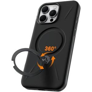 TORRAS 360 Spin Stand for iPhone 16 Pro Case, Fit for Magsafe, Mil-STD Protective Hard PC Scratch-Resistant Case for iPhone 16 Pro Phone Case, Ostand Spin, Onyx Black, 6.3 inch