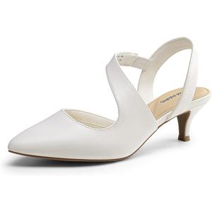 DREAM PAIRS Kitten Heels for Women Closed Toe Pointed Toe Low Heel Strappy Pumps Party Dance Wedding Dress Shoes for Women 7.5