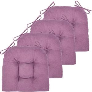 Chair Cushion, 4 Pack Chair Cushions for Dining Chairs, Chair Pads and Mat with Ties for Indoor Kitchen Seat and Desk (4 Count - 17 x 16 in, Light Purple)