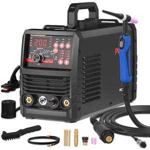 PONEY TIG Welder 200 Amp 5 In 1 TIG Welding Machine DC TIG/Spot TIG/Pulse TIG/Stick, 110V/220V Dual Voltage with Large Digital Display