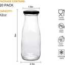 QAPPDA 12 oz Glass Bottles, Clear Glass Milk Bottles with Black Metal Airtight Lids, Vintage Breakfast Shake Container, Vintage Drinking Bottle with Whiteboard Labels and Pen for Party, Kids, Set of 20