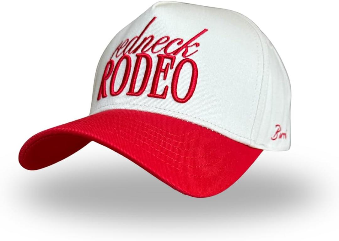 Vintage Country Trucker Hat | Snapback | Western Cute Caps for Cowgirls and Cowboys | Embroidered | Red and Cream Trucker Hat