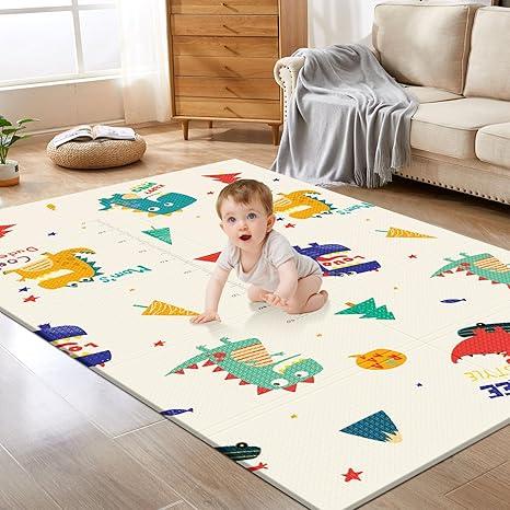 XVISHX Baby Play Mat, 74 x 50 Inch Play Mat Perfect for Use Baby Playpen, Foldable Baby Foam Playmat for Floor, Portable Waterproof Activity PlayMats for Babies, Infants and Toddlers