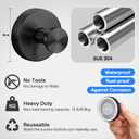 Suction Cup Hooks Stainless Steel Shower Hooks No Drill Towel Hooks Removable Wreath Hanger for Front Door, Bathroom Wall, Kitchen, Glass, Mirror (2 Pack) (Black)