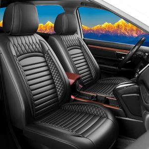 Fit CRV Car Seat Covers Fit for Honda CR-V 2017 2018 2019 2020 2021 2022 EX,EX-L,LX,Special Edition,Touring,Leather Seat Protector Replacement,Waterproof Faux Leather(Full Set,Black)