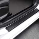 Inner Door Sill Protectors for Toyota RAV4 2020-2024, 4-Piece Set Anti-Scratch Scuff Plates, Matte Carbon Fiber Texture, Full-Coverage Crown Adhesive No Edge Lifting, Paint-Safe Removable Entry Guards
