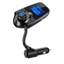 Nulaxy KM18 Bluetooth 5.4 Car Adapter with 1.44" Clear Display & Flexible Gooseneck - FM Radio Transmitter & Bluetooth Receiver for Hands-Free Calls, Wireless Music via BT/FM/AUX/TF, USB Car Charger