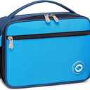weiatas Kids Lunch Bag Small Insulated Lunch Box For Boys Girls Toddlers Back to School, Reusable Children Lunch Cooler Tote Bag with Removable Shulder Strap & Pocket (Blue)