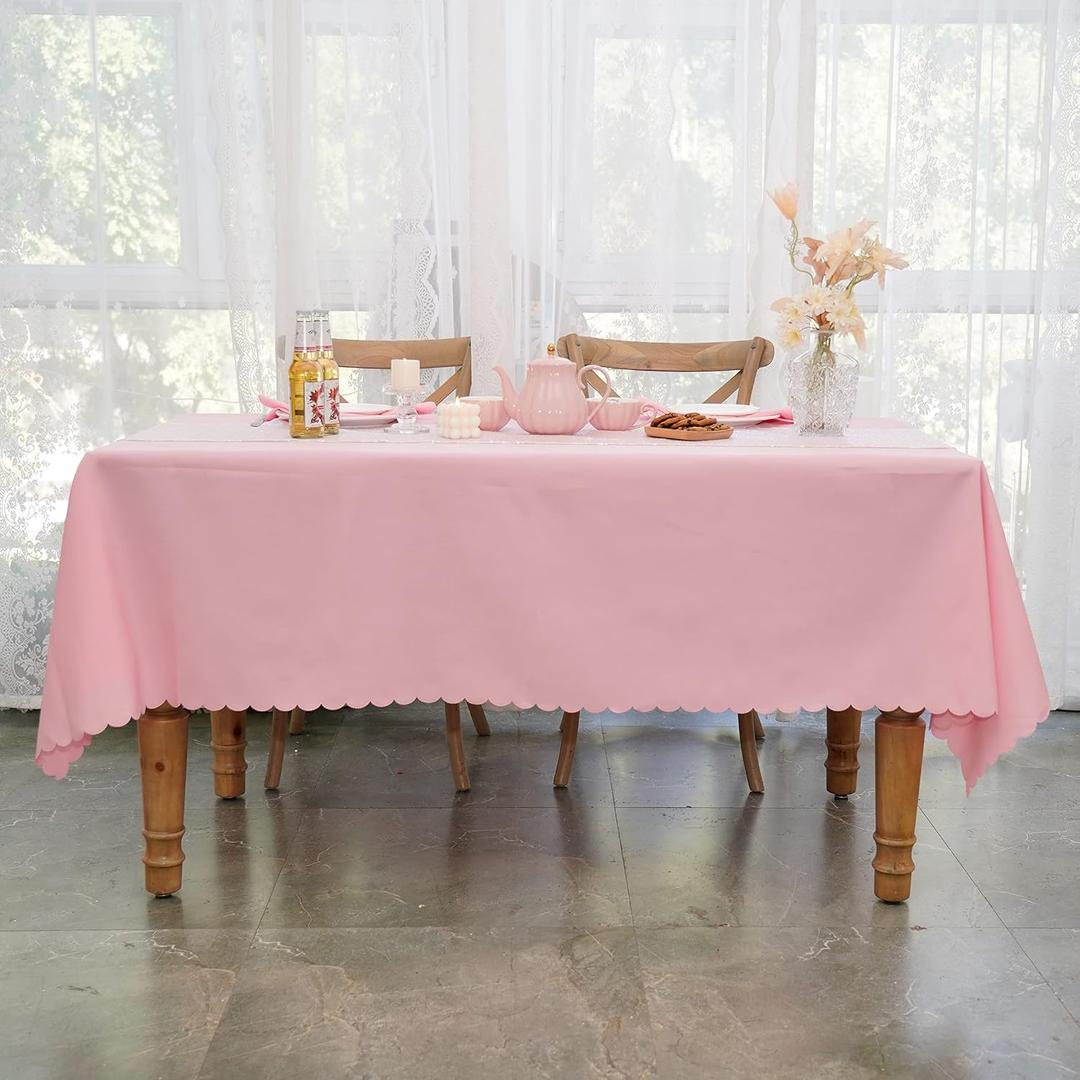 JYFLZQ Pink Rectangle Tablecloth 60 x 120 Inch for 6 Foot Tables Washable, Durable, Thick Polyester Table Cloth Table Cover for Parties Banquet Wedding(Equipped with 6 Napkin Cloth)