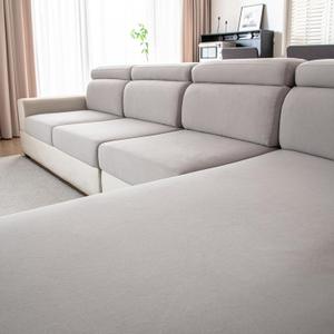 Sectional Sofa Covers Stretch Couch Covers for L Shaped Sectional Sofa, Individual Couch Cushion Covers & Backrest Slipcovers, Soft & Skin-Friendly Fabric (3 Piece Seat Covers, Light Grey)