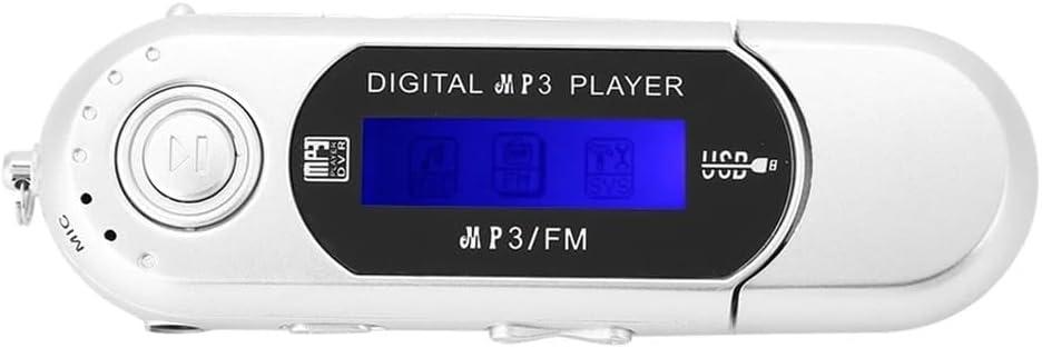 1PC USB 2.0 Digital MP3 Music Player Portable LCD Screen Support 32GB TF Card and FM Radio,Use 20 Hours,Silver
