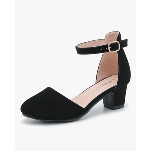 Girls Dress Shoes Closed Toe Chunky High Heels Ankle Strap Wedding Party Pump Shoes,