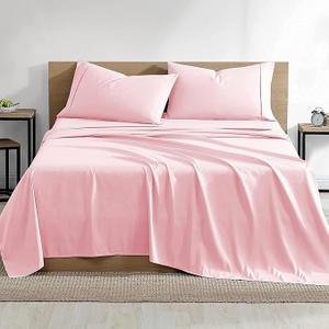 4 Piece Light Pink Bed Sheet Set 100% Egyptian Cotton Sheets King Size Premium 800 Thread Count Sateen Weave, Fits Mattress Upto 14'' Deep Pocket (1 Flat, 1 Fitted Sheets, 2 Pillow Cases) 4 Piece Light Pink Bed Sheet Set 100% Egyptian Cotton Sheets King Size Premium 800 Thread Count Sateen Weave, Fits Mattress Upto 14'' Deep Pocket (1 Flat, 1 Fitted Sheets, 2 Pillow Cases)