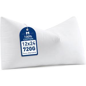 MIULEE 12x24 Synthetic Down Alternative Pillow Insert, Fluffy Soft Throw Pillow for Couch Bed Sofa Plush Luxury Lumbar Support