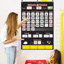 Calendar and Weather Pocket Chart, Classroom Organized Chart, 149 Pieces (Black)