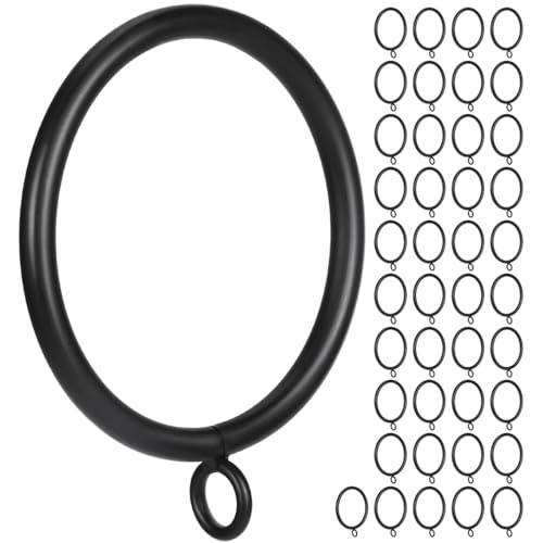 Curtain Ring Metal 2.0 inch Inner Diameter with Eyelets fit up 1.5 inch Rod (Black-42PCS)