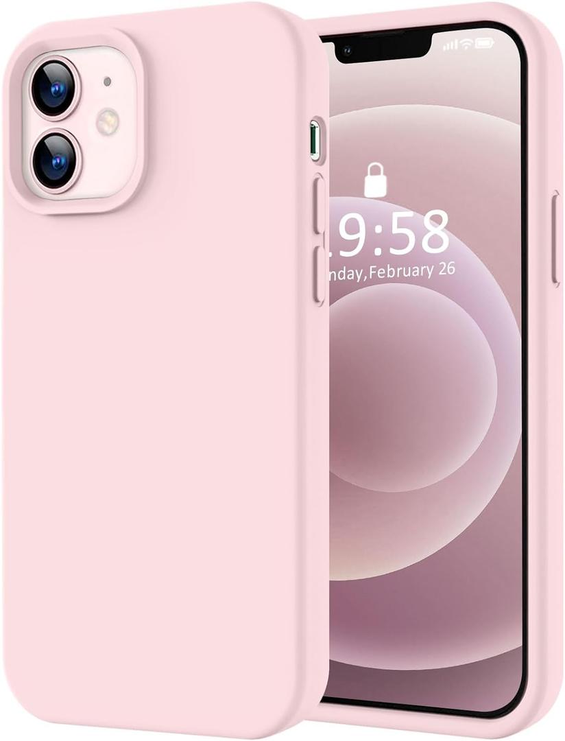 LOVE 3000 Designed for iPhone 12 Case/iPhone 12 Pro Case, Premium Silicone with [Soft Anti-Scratch Microfiber Lining] Shockproof Protective Phone Case for Men Women Girls 6.1", Chalk Pink