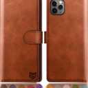 SUANPOT for iPhone 11 Pro Max 6.5" with RFID Blocking Leather Wallet case Credit Card Holder, Flip Folio Book Phone case Shockproof Cover for Women Men for Apple 11 Promax case Wallet Light Brown