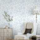 17.3"x197" Wallpaper Peel and Stick Green White Leaf Flower Contact Paper for Bedroom Bathroom Drawers and Cabinets Self-Adhesive Waterproof Removable Stripe Boho Vinyl