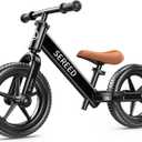 SEREED Toddler Balance Bike 2 Year Old, No Pedal Kids Bicycle Toys for 2-5 Years Old, Tool-Free Adjustment, Customize Plate with Stickers, Gift for 2-3 Boys Girls (Black), 32.28 x 14.96 x 22.44"
