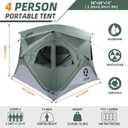 Pop Up Tent for Camping, Instant Cabin Hub Tent 4 Person, Waterproof Hub Shelter with Rainfly & Removable Floor, Easy Setup Windproof Large Family Shelter for Outdoor & Overlanding