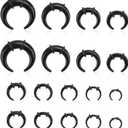 Mikovivi 18pcs Acrylic Septum Rings,Plastic Horseshoe C-Shape Pincher Taper Cartilage Stretching Kit Piercing Retainer Jewelry for Women Man Nose Ear Tragus Size 14G 12G 10G 8G 6G 4G 2G 0G 00G