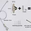 6 Sets Adjustable Hanging Wire Kit, Stainless Steel Multipurpose Suspension Wire Cable with Hook, Heavy Duty Anchor for Furniture, Light, Lamp, Picture, Mirror Secure to Wall or Ceiling, 20in