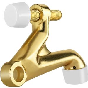 HOMOTEK 8 Pack Hinge Pin Door Stoppers, Hing Door Stops, Adjustable Deluxe Heavy Doorstops for Top of Door, Door Hinge Stoppers with White Rubber Bumper Tips, Bright Brass