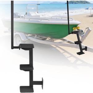 Triple Step Bass Boat Trailer Steps with Safety Handle, Non-Slip Surface, Fit for Universal Bass Boat, 400 lbs. Load Capacity (3 Steps)