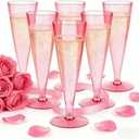 Lazyshine 40 Pack Pink Plastic Champagne Flutes Disposable Wine Glasses, 4.5 Oz Clear Mimosa Cocktail Toasting Cups Bulk for 2026 New Year Eve Party Supplies Wedding Bride, Women's Day Decor