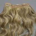 SARLA Invisible Wire Hair Extension with 3 Clips Synthetic Short Beach Wave Hairpiece Transparent Adjustable Headband for Women 16 Inch Dirty Blonde