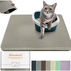 Waterproof Cat Litter Mat - New 24x16 Inch Honeycomb Double Layer Traps Litter, Waterproof & Non-Slip Floor Protector, Easy Clean, Odor-Free, Beige