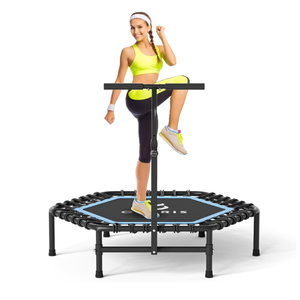 CLORIS 45'' Fitness Trampoline - Max Load 450lbs, Rebounder with Adjustable Foam Handle Indoor/Outdoor Fitness Body Exercise (Blue)