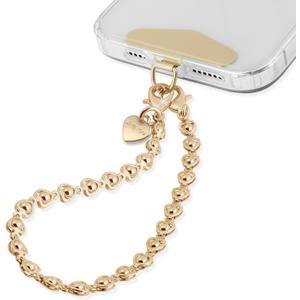 Phone Charm Strap Heart Phone Chain Wristlet With Metal Tether Tab Detachable iPhone Chain Wrist Strap iPhone Lanyard For Women,Fits All Phones,Shopping Traveling Party Walking (Pale Gold)