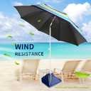 Fisqueen 8FT Large Beach Umbrella with Wind Resistance Sand Anchor Sand Bag, Portable Outdoor Umbrella with UPF50+ UV Protection, Tilt Sun Shelter for Beach, Patio, Yard