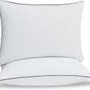 HYVIF Natural Down Pillows - Soft and Support Down Bed Pillow for Back, Side, Stomach Sleepers 01, Queen Size, 2 Pack (20" x 28")