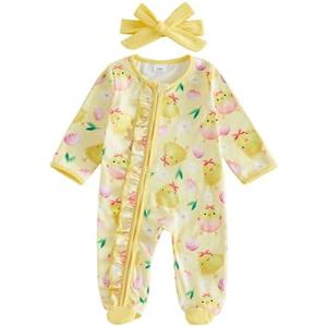 Kuriozud Newborn Baby Girl Boy Footie Romper One Piece Jumpsuit Sleeper Infant Clothes 0-3 Months