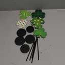 5 Pcs St Patricks Day Decorations Shamrock Wooden Sign Stand Irish Wood Centerpiece Table Decorations Freestanding Clover Signs St. Patrick's Day Decor for Gift Desk Party(Cute Shamrock)