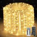 50ft LED Rope Lights with Remote, 300 LED IP68 Waterproof Rope Lights with Plug & Timer, Rope Lights for Outside, Indoor, Patio, Pool, Bedroom, Party, Indoor Decoration (Warm White)