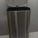 Amazon Basics Smudge Resistant Rectangular Trash Can with Soft-Close Lid, Foot Pedal, Removable Inner Bucket, 30 Liter/ 7.9 Gallon, Brushed Stainless Steel, Satin Nickel Finish, 13.8"L x 11.8"W x 25"H