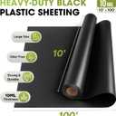 10 Mil Black Plastic Sheeting 10x100 FT UV Protection Poly Sheeting Polyethylene Film, Black Plastic Rolls for Garden, Crawl Space Vapor Barrier, Construction, Landscaping, Weed, Moisture Control