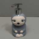 Isaac Jacobs Gray & White Ceramic Sloth, Liquid Soap Pump/Lotion Dispenser with Chrome Metal Pump (Holds Up to 12 Oz.)  Great for Bathroom, Kitchen Countertop, Bath Accessory (Sloth)
