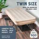 Oaktiv PeakRest Twin Air Mattress with Frame & Built-in Pump, Beige, Black Bag